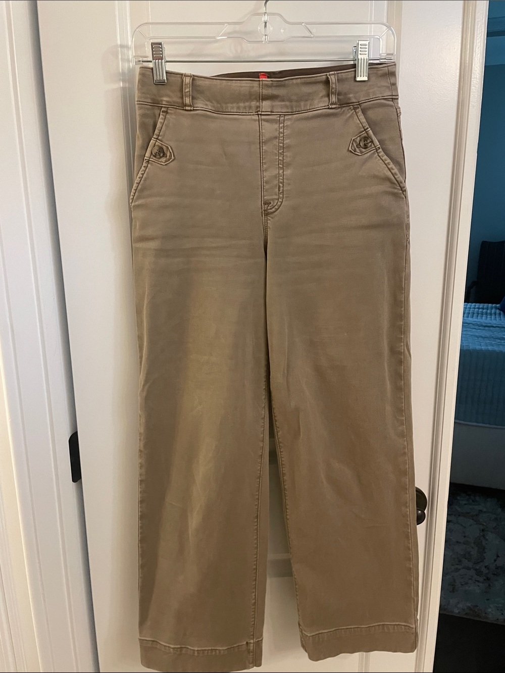 SPANX Wide-Leg Flare Jeans in Khaki Tan
